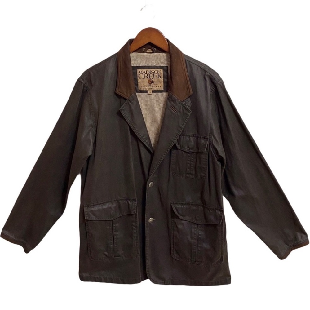 Madison Creek Outfitter Waxed Cotton Coat Hunting Jacket Dark Brown Size M